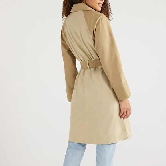 NWT Free Assembly Women's 2-tone Tan/Beige Trench Coat Sz XL 16/18 - Picture 8 of 15
